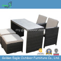 အပြင်ဘက်တွင် Brushed Aluminum UV Wicker Dining Set